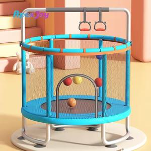 Trampoline enfant sécurisé de 1,4 m pour usage intérieur avec filet de sécurité et barre de maintien, lit de saut robuste pour tout-petits, trampoline intérieur. - Product Image 1