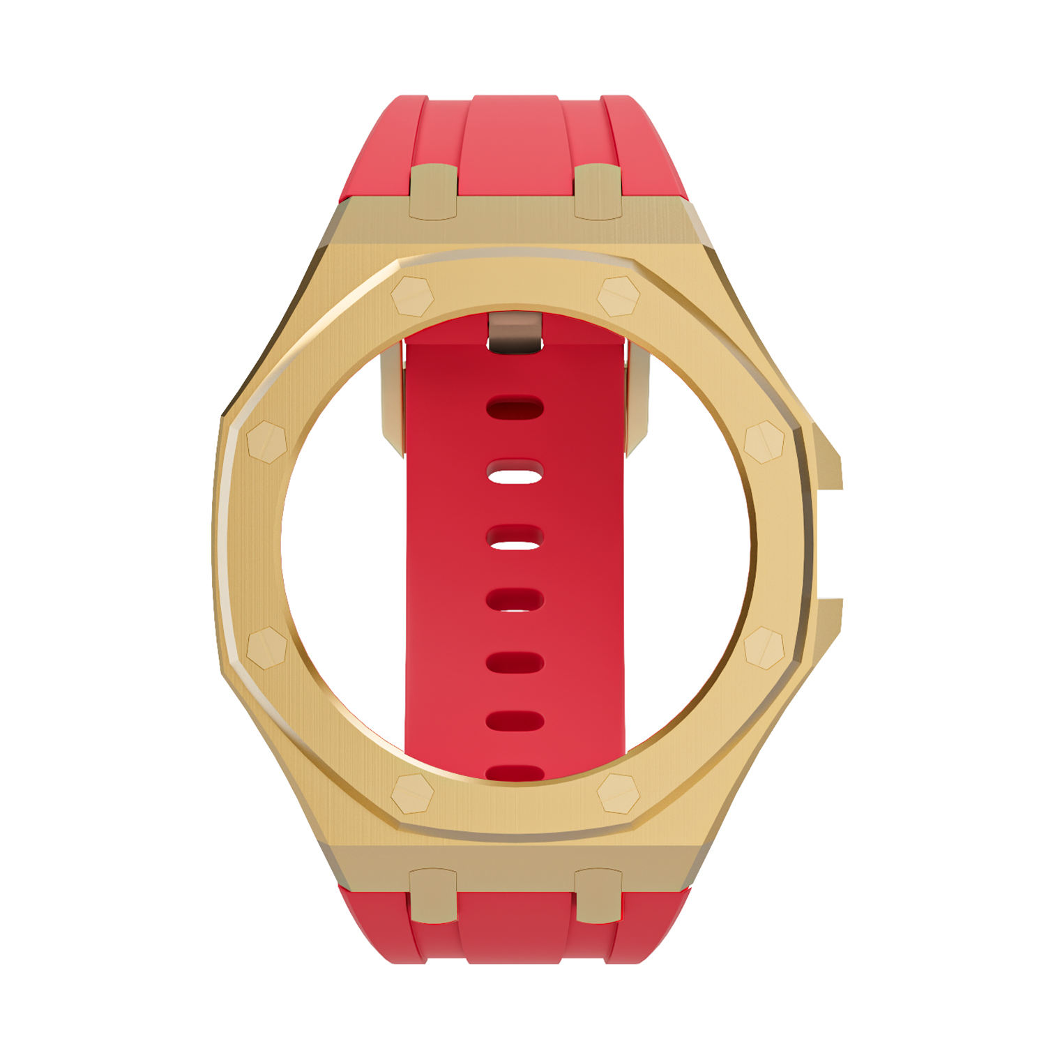 Banda de silicona dorada y roja