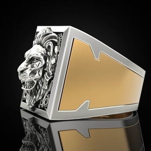 Anillo de Cóctel para Hombre H169, Aleación Chapada en Oro de 18K, Diseño de Cabeza de León, Regalo, Joyería de Moda - Product Image 4