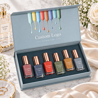 Boîte cadeau magnétique gris-bleu avec logo personnalisé, insert sur mesure, boîte rigide pour vernis à ongles, emballage pour coffret de vernis à ongles, boîte cadeau magnétique