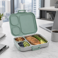 Boîte à lunch bento en acier inoxydable à 3 compartiments, anti-fuite, avec couvercle, préservation de la fraîcheur, chauffable, sans BPA, matériau de qualité alimentaire