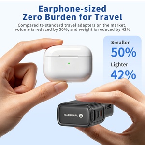 Wontravel 3 Ports Worldwide Nano <b>Universal</b> Travel <b>Adapter</b> 65W Fast Charge with 2 Simultaneous Ports - Product Image 3