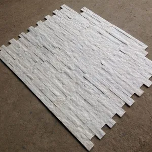 Pure white quartzite ledgestone veneer stone 2mm hips stretch fabric decor stone veneer