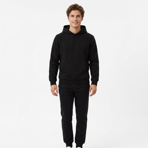 Sweat-shirt à capuche noir pour garçons, décontracté, en coton écologique, coupe régulière, avec cordon de serrage, poches latérales, idéal pour l'hiver - Product Image 1