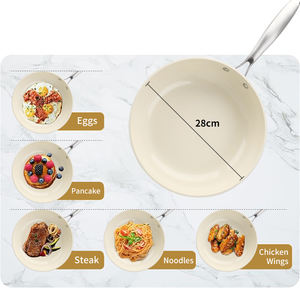 <span class=keywords><strong>Wok</strong></span> Antiaderente de Alumínio com Revestimento Cerâmico Branco para Indução com Tampa de Vidro Panela <span class=keywords><strong>Wok</strong></span> de Alumínio para Cozinha a Gás - Product Image 3