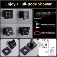 Système de douche thermostatique en laiton de luxe Spray de massage à effet pluie Affichage numérique Robinet de salle de bain fini brossé Jets de corps