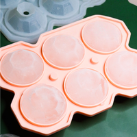 Treillis de glace en silicone avec entonnoir Modèle 6 compartiments Moule à treillis de glace en diamant Moules à glaçons pour cocktail de whisky