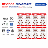 Pile bouton au zinc-air BEVIGOR 1,45 V PR41 A312 158 mAh pour aides auditives et appareils électroniques grand public