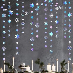 Décorations de Noël en forme de flocons de neige en <span class=keywords><strong>papier</strong></span> colorés, thème hiver, pour fête, présentoir de pendentifs flocons de neige - Product Image 4