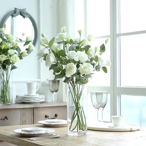 Vendita calda 4 teste Lisianthus fiori artificiali ornamenti di fiori soggiorno decorazione per la casa fiori matrimonio - Product Image 1