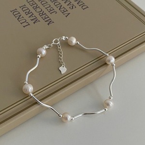 Pulsera de Perlas Naturales de Agua Dulce con Forma de Bola Clásica, Plata <span class=keywords><strong>Tai</strong></span>, para Mujer, Estilo Versátil y Deslumbrante, Regalo Perfecto para Todos - Product Image 1