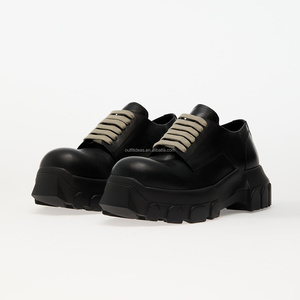 รองเท้าหนังลูกวัวหัวกลมพร้อมแท็กใหม่รองเท้าแพลตฟอร์มธุรกิจสีดำฮอลลีวู้ดลูกไม้ขึ้น <span class=keywords><strong>Bozo</strong></span> รถแทรกเตอร์ DERBY - Product Image 3