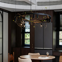 Lustre créatif LED réglable en fer forgé style Wabi-Sabi, design branche d'arbre, pour maison d'hôtes, restaurant, salon de thé