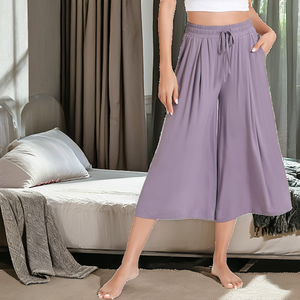 Pantalones Capri de Verano Casuales para Mujer, de Bambú Transpirable, con Estampado Personalizado POVTY, Cintura Elástica, Pierna Ancha, Tipo Pijama, con Bolsillos, Tallas Grandes - Product Image 2