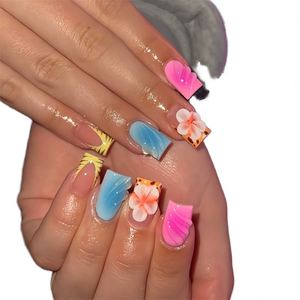 100 Uñas Acrílicas Transparentes en Forma de Almendra, Estilo Coffin Stiletto, Uñas Acrílicas Francesas de Doble Uso, Uñas Artificiales Suaves - Product Image 1