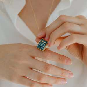 Zarif renkli emaye takı kolye yüksek moda kaplama pirinç kutu zincir <span class=keywords><strong>Tarot</strong></span> kolye kolye kadın kızlar için - Product Image 6