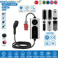 Chargeur EV portable personnalisable IP67, directement de l'usine, câble portable Type 2, 3.6/7.4/11/22 kW, 10A-32A réglable