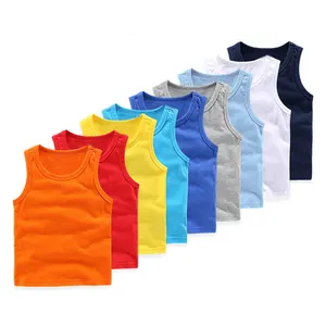 2022 New Summer Cartoon Kids Boys Print Shirt Crewneck Sleeveless Tank Top For Children Vest