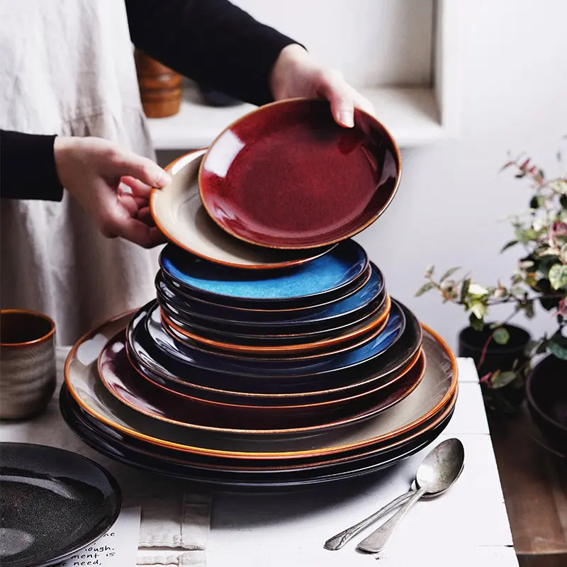 Nordic Fambe antipasto smaltato vassoio basso piatto in ceramica piatto cibo occidentale stoviglie piatti da tavola