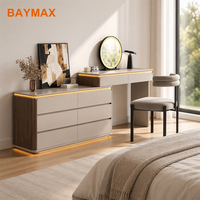 Commode de maquillage de luxe en contreplaqué laqué, meuble de dressing