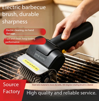 Brosse de nettoyage électrique pour barbecue, puissante, en acier inoxydable, avec tampon à récurer à fil métallique haute performance, avec verrou de sécurité