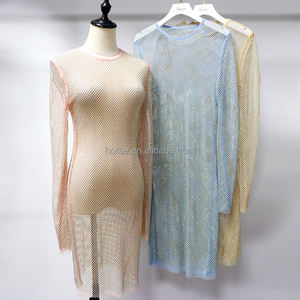 V156 Ultimi Abiti Mini con Diamanti per Feste in Discoteca per Ragazze Giovani Abito in Rete con Strass per Serate - Product Image 6