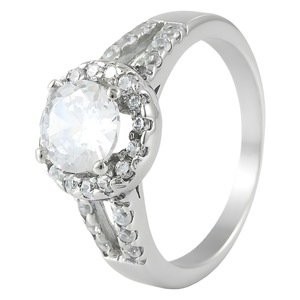 yunnique <b>Titanium</b> Steel <b>Ring</b> With White Gemstone Prong Setting For Women Engagement Jewelry Silver Color FY21092 - Product Image 5