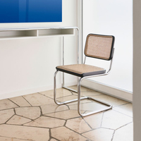 Vente en gros Chaises Cesca modernes en rotin naturel Salle à manger Pieds en métal en porte-à-faux Échantillon gratuit Chaises pour entrée d'appartement Bureau à domicile Bar