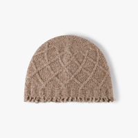 Bonnet en tricot Argyle en mélange de laine pour femme, chaud, coupe-vent, style décontracté et polyvalent, idéal pour l'automne et l'hiver
