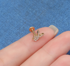 F136 टाइटेनियम मिश्र धातु खरगोश इनफर्ल्ड जिरकॉन शरीर के गहने छोटे कान की हड्डी के नीचे एलर्जी वाली ट्रेगस उपास्थि पशु पैटर्न कान - Product Image 5