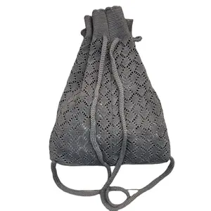 Модный переносной вязаный крючком рюкзак большой вместимости для покупок с вырезами
