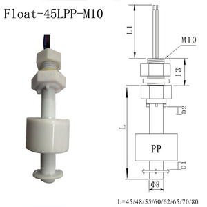 Capteur rapide, capteur de niveau de liquide en plastique pour niveaux haut/bas, interrupteur de niveau de liquide à flotteur en PP, fixation supérieure filetée M10, sortie ON/OFF à 2 fils - Product Image 5