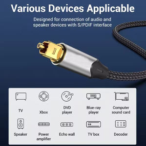 Cable de audio óptico digital Toslink <span class=keywords><strong>SPDIF</strong></span> Cable coaxial 1m 2M para amplificadores Blu-ray Xbox 360 Cable de fibra de barra de sonido - Product Image 2