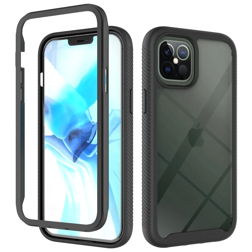 Rubber Frame Armor Grade Defender PC TPU Rugged Shockproof Case For iPhone 11 12 13 14 X Xr Xs Pro Max Plus mini Cover