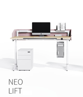 Bureau d'ordinateur ergonomique moderne en bois, réglable en hauteur, poste de travail assis-debout avec plateau pour clavier, idéal pour programmeur et usage domestique