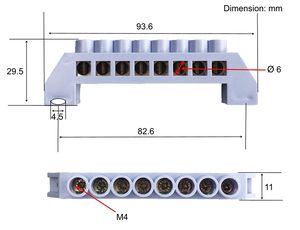Chaer 6*9/8*12 <span class=keywords><strong>bornier</strong></span> de terre barre de borne de liaison neutre barre neutre borne neutre - Product Image 6