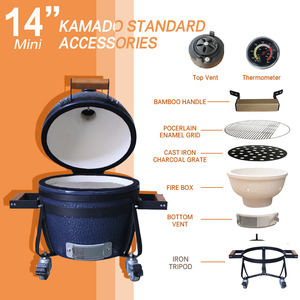 Barbecue en céramique Auplex de 14 pouces, four à <span class=keywords><strong>bois</strong></span> compact, grill mobile pour patio extérieur, cuisinière pour jardin familial - Product Image 3