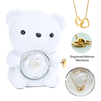 Boîte à bijoux rotative en forme d'ours rouge classique pour dropshipping, collier personnalisé gravé en forme de cœur - Cadeau de Noël et de la Saint-Valentin