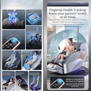 Fauteuil de massage complet de luxe avec chauffage électrique, 4D, zéro gravité, rail SL - Product Image 5