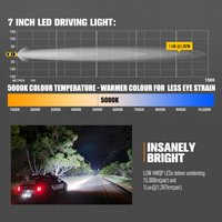 LIGHTFOX - Foco LED Todoterreno de 7 Pulgadas con DRL Integrado, Alta Potencia, Súper Brillante, para 4x4