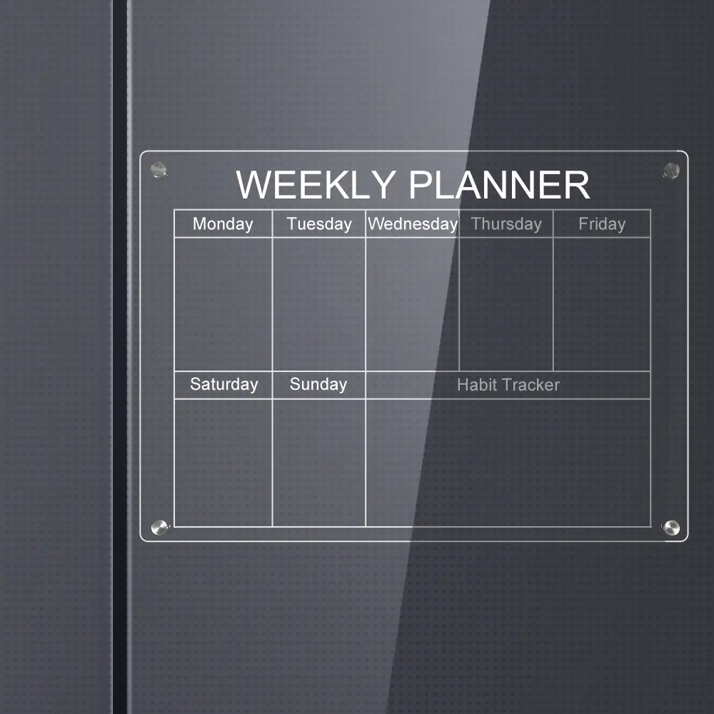 Nuovo arrivo magnetico acrilico settimanale giornaliero pasto Planner Design personalizzato calendario acrilico per parete e frigorifero