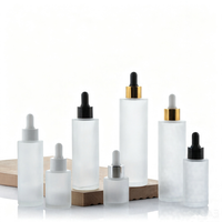 Flacon compte-gouttes rond vide en verre blanc, or, argent, transparent ou dépoli pour huiles essentielles, huiles capillaires, sérums et parfums, 20ml - 100ml