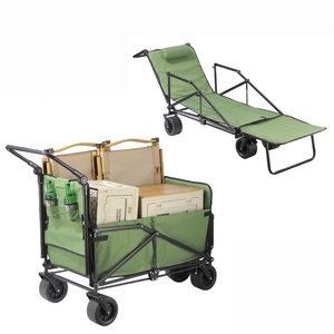 <span class=keywords><strong>Remorque</strong></span> <span class=keywords><strong>de</strong></span> camping <span class=keywords><strong>pliable</strong></span> légère et inclinable en métal avec roues pivotantes pour le camping en plein air, la <span class=keywords><strong>plage</strong></span> et les pique-niques - Product Image 2