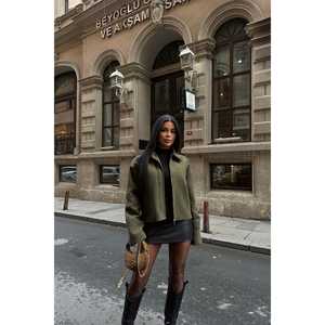 เสื้อแจ็คเก็ตผู้หญิงสีกากีพร้อมปกเสื้อเชิ้ตเสื้อคลุมด้านนอกที่ดูหรูหรา - Product Image 5