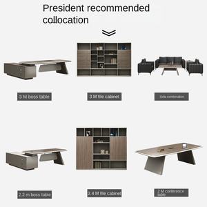 Modern Simple Long Conference Table Chair Set Stainless Steel Panel Wood Style for Small Training Negotiation Conference <strong>Room</strong> - Product Image 4