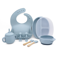 OEM/ODM Vaisselle pour enfants sans BPA Bol en silicone personnalisé Plaque de succion de sevrage Ensemble d'alimentation de 8 pièces pour bébés et tout-petits