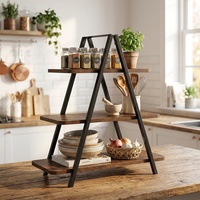 Étagère de présentation en métal à trois niveaux de style nordique, personnalisable, pour l'organisation de la cuisine et des plantes en pot
