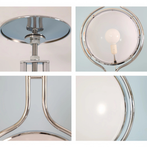 Lampe sur pied LED en métal chromé de luxe avec globe en acrylique blanc, hauteur réglable, pour salon, décoration d'hôtel - Product Image 5