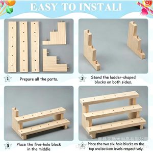 Wooden Candy Lollipop Display Rack 3 Tier Multi Hole Desktop Storage For Birthday <b>Cake</b> <b>Decorating</b> <b>Supplies</b> - Product Image 4