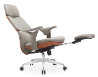 Fauteuil de bureau exécutif moderne et confortable en cuir PU, ergonomique, inclinable, avec vérin à gaz chromé, hauteur réglable et repose-pieds pliable